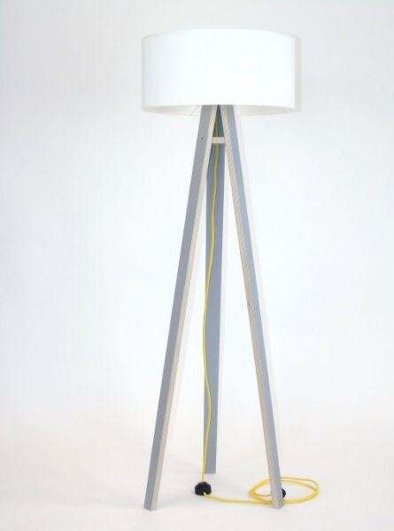 WANDA Lampa podłogowa 45x140cm - szary / biały klosz / żółty