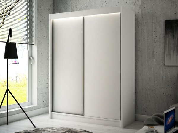 Szafa przesuwna 150 cm z oświetleniem LED Diano Biała