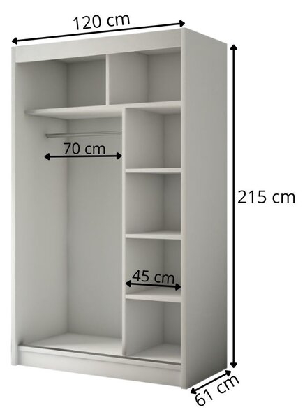 Szafa przesuwna z lamelami 120 cm Loreto Biała