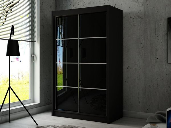 Szafa przesuwna ze szprosami 120 cm z oświetleniem LED Ponti Czarna