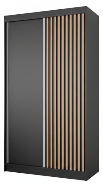Szafa przesuwna z lamelami 120 cm Loreto Czarna