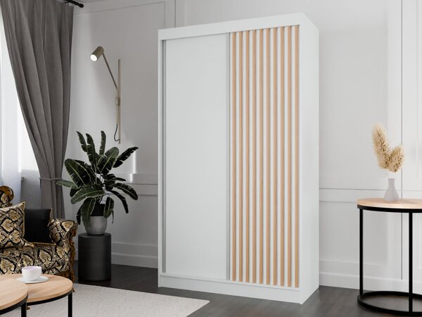 Szafa przesuwna z lamelami 120 cm Loreto Biała