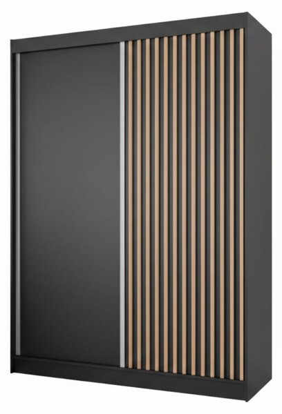 Szafa przesuwna z lamelami 150 cm Loreto Czarna