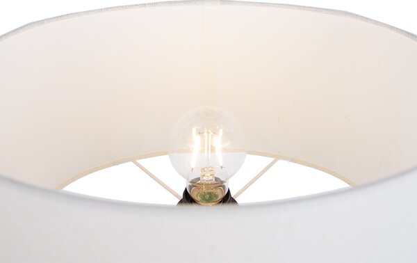 Lampa podłogowa beżowa z owalnym białym lnianym abażurem 35 cm - Thijmen