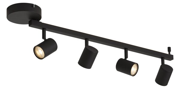 Nowoczesny czarny plafon 4-punktowy GU10 50mm z podświetleniem i przełącznikiem 3-stopniowym - Back Up