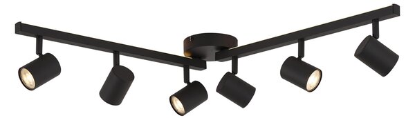 Nowoczesny czarny 6-punktowy spot sufitowy GU10 50mm z podświetleniem i przełącznikiem 3-stopniowym - Back Up