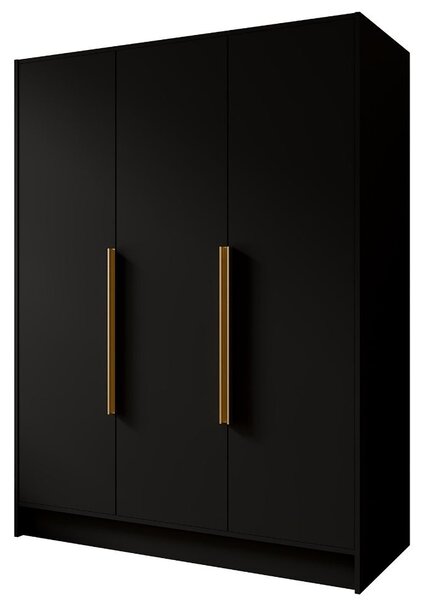 Szafa otwierana 150 cm Perugia Czarna z złotymi uchwytami