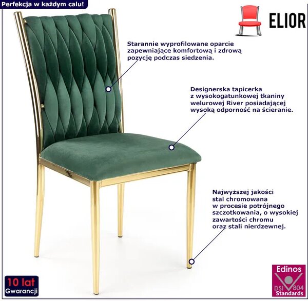 Zielone welurowe krzesło glamour N4-P05