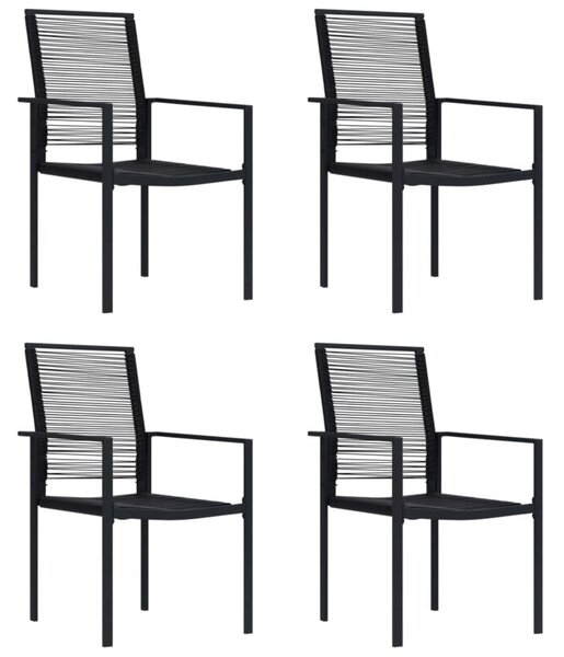 Krzesła ogrodowe, 4 szt., rattan pvc, czarne