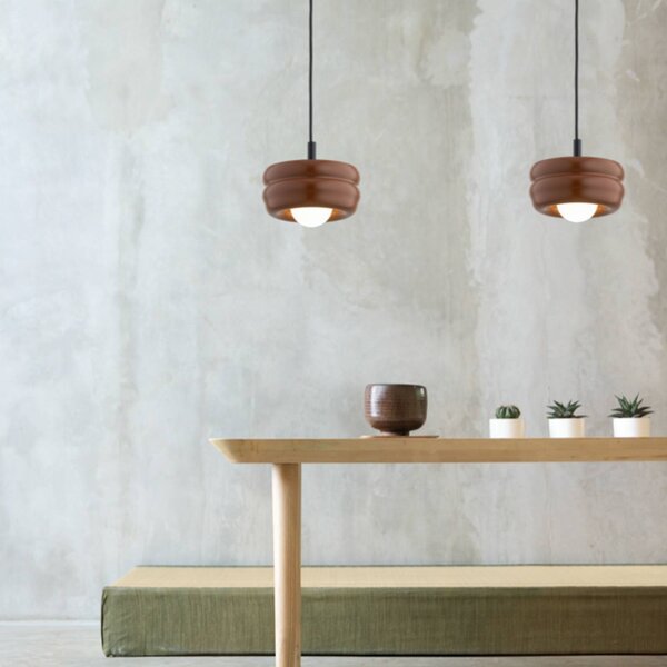 Lampa wisząca szklana Tina Argon, możliwość ściemniania, terracotta, salon / jadalnia, szkło