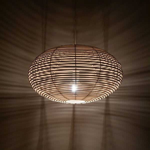 Lampa wisząca RATTAN Nowodvorski Lighting, możliwość ściemniania, jasne drewno, salon / jadalnia, drewno