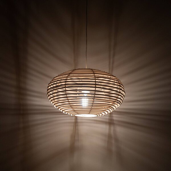 Lampa wisząca RATTAN Nowodvorski Lighting, możliwość ściemniania, jasne drewno, salon / jadalnia, drewno