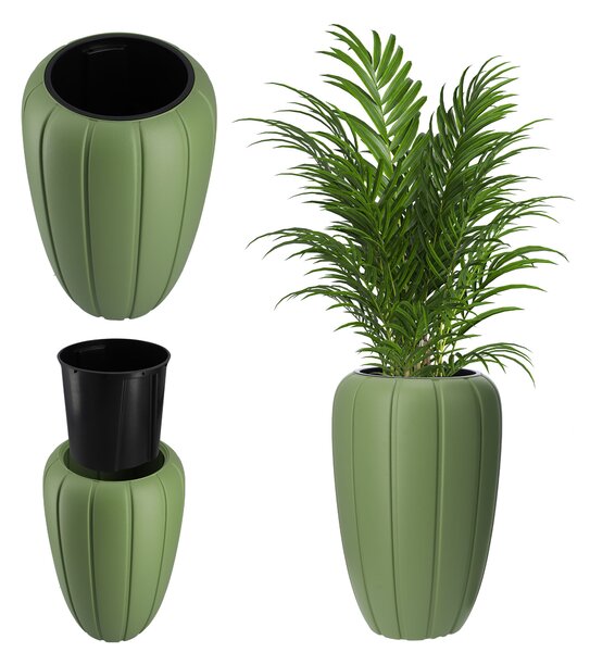 Donica na kwiaty z wkładem Pale 62 cm, zieleń