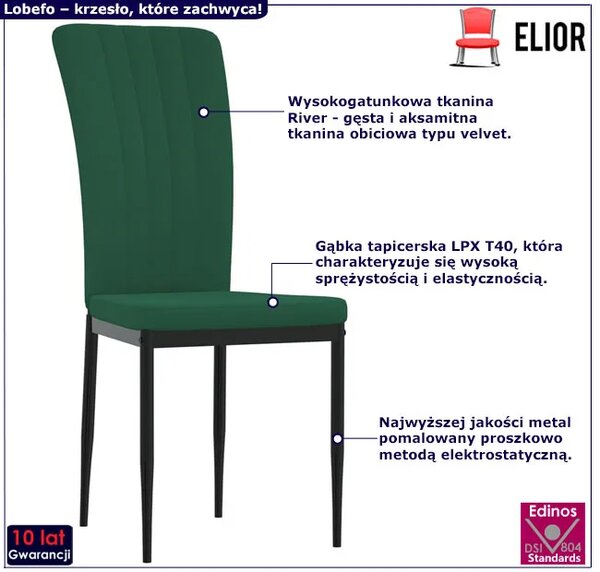Zielone 2 sztuki welurowych krzeseł stołowych F4-W87