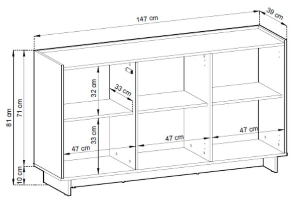Komoda z drzwiami 147 cm Azumi Dąb Karmel