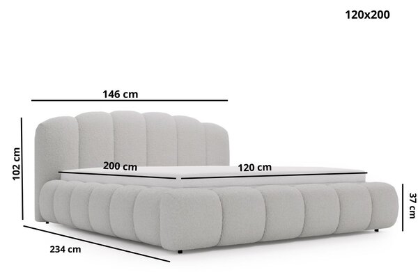 Łóżko tapicerowane z pojemnikiem i stelażem 120x200 Cloud Soft beżowe