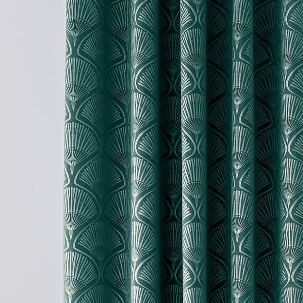 Zielone zasłony częściowo zaciemniające (dimout) zestaw 2 szt. 229x229 cm Art Deco Pearl – Catherine Lansfield