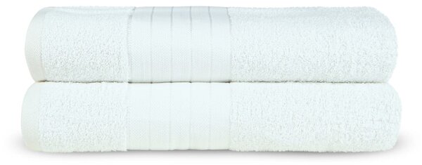 Białe bawełniane ręczniki kąpielowe frotte zestaw 2 szt. 70x140 cm – Good Morning