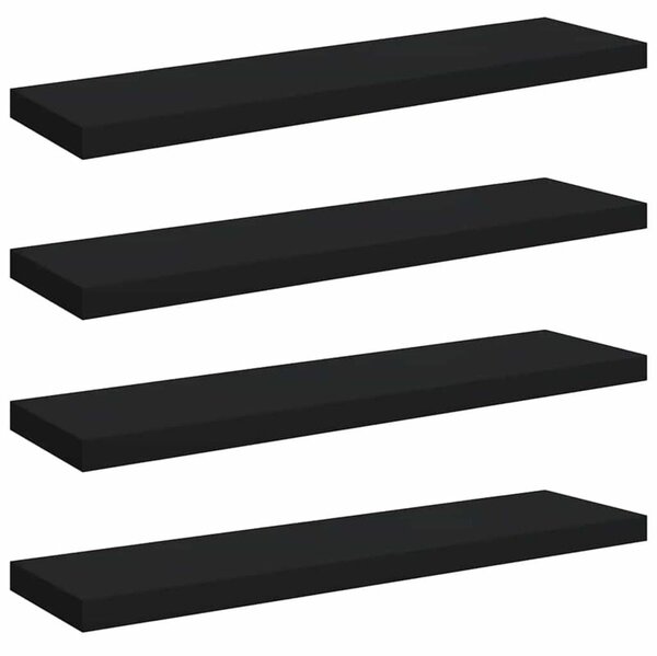 Półki ścienne, 4 szt., czarne, 90x23,5x3,8 cm, mdf
