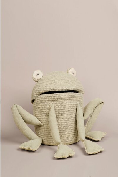 Jasnozielony tekstylny dziecięcy kosz na zabawki ø 23x35 cm Fred the Frog – Lorena Canals