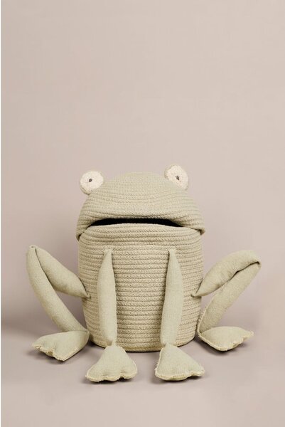 Jasnozielony tekstylny dziecięcy kosz na zabawki ø 23x35 cm Fred the Frog – Lorena Canals