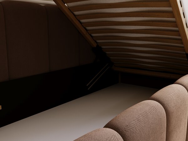 Łóżko młodzieżowe pojedyncze z pojemnikiem i stelażem 90x200 Cloud One Prawe Brązowe