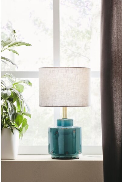 Niebiesko-biała lampa stołowa Markslöjd Cous