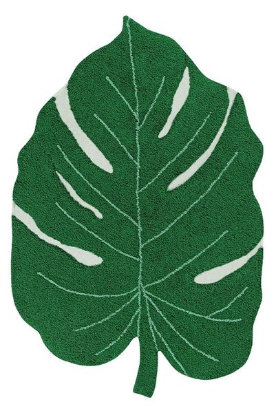 Ciemnozielony bawełniany dywan dziecięcy tkany ręcznie odpowiedni do prania 120x180 cm Monstera Leaf – Lorena Canals
