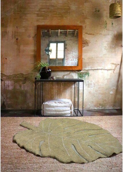 Bawełniany dywan dziecięcy w kolorze khaki tkany ręcznie odpowiedni do prania 120x180 cm Monstera Olive – Lorena Canals