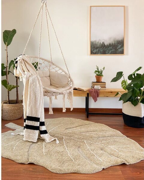 Bawełniany dywan dziecięcy w kolorze khaki tkany ręcznie odpowiedni do prania 120x180 cm Monstera Olive – Lorena Canals