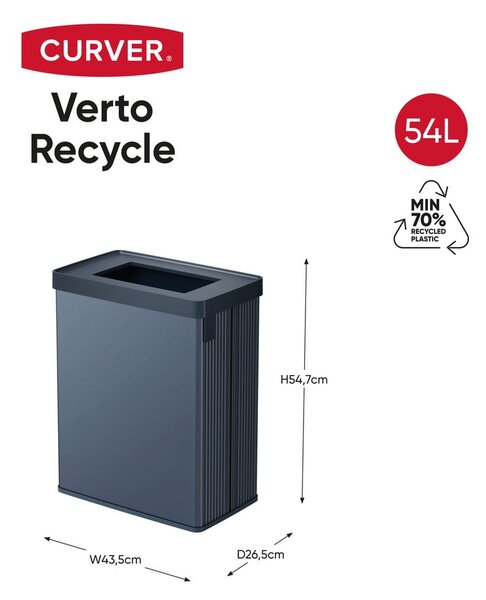 Niebieski kosz na śmieci do segregacji odpadów z plastiku z recyklingu 54 l Verto Recycle – Curver