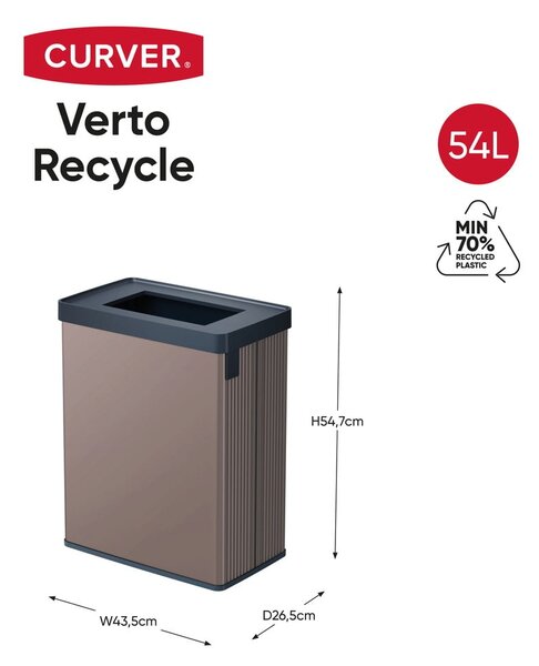 Różowy kosz na śmieci do segregacji odpadów z plastiku z recyklingu 54 l Verto Recycle – Curver