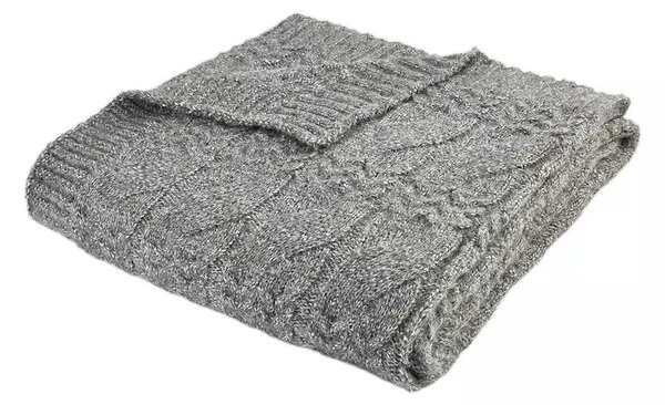 Szary koc dzianinowy 150x200 cm Cable Knit – Bianca