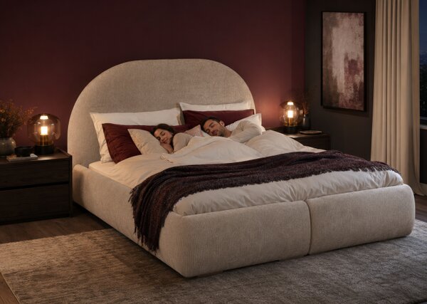 Łóżko tapicerowane 140x200 LUNARO materac pocket pojemnik PREMIUM Beż