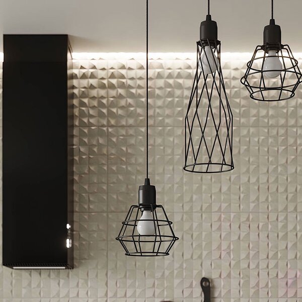 Lampa wisząca z 3 drucianymi kloszami - A421 T8-D16