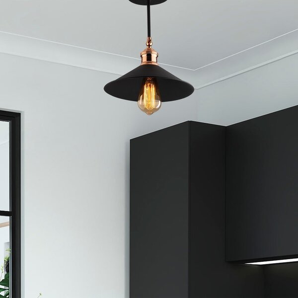 Czarna lampa sufitowa z metalowym kloszem ø 24 cm Berceste – Opviq lights