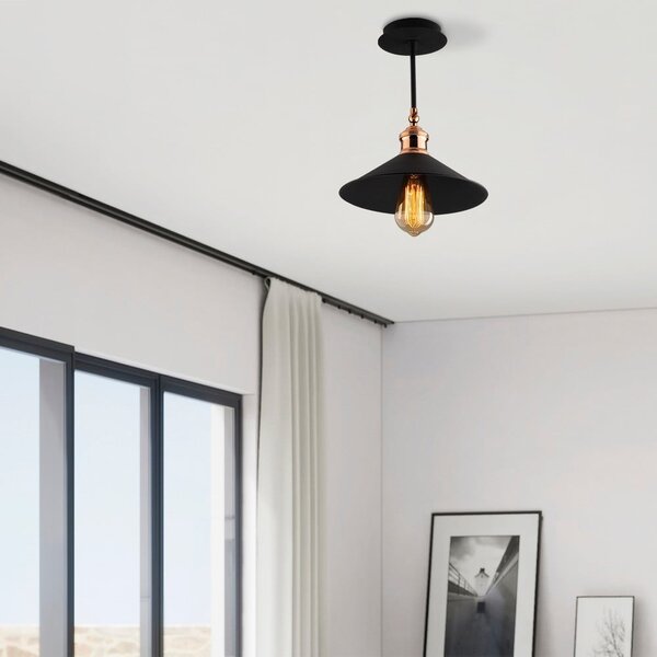 Czarna lampa sufitowa z metalowym kloszem ø 24 cm Berceste – Opviq lights