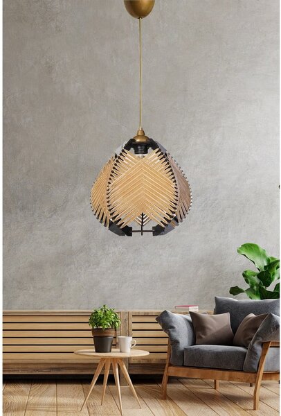 Czarno-beżowa lampa wisząca z tekstylnym kloszem ø 25 cm – Opviq lights