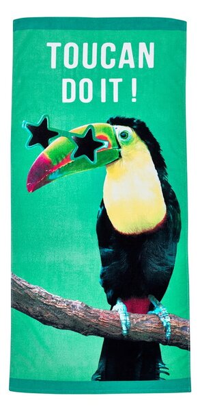 Zielony bawełniany ręcznik plażowy 76x160 cm Toucan Do It – Catherine Lansfield
