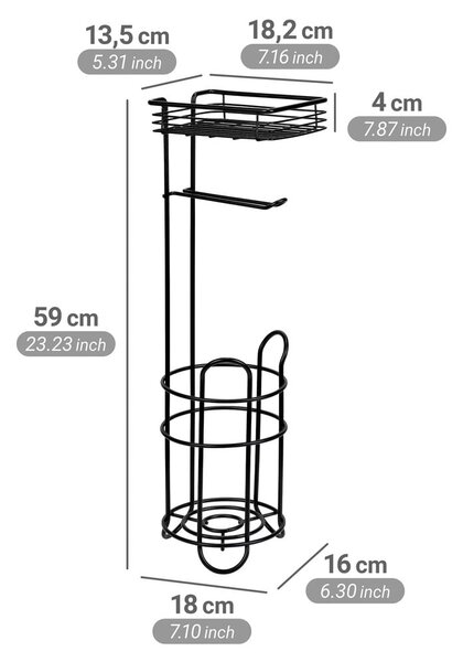 Czarny stalowy stojak na papier toaletowy – Wenko