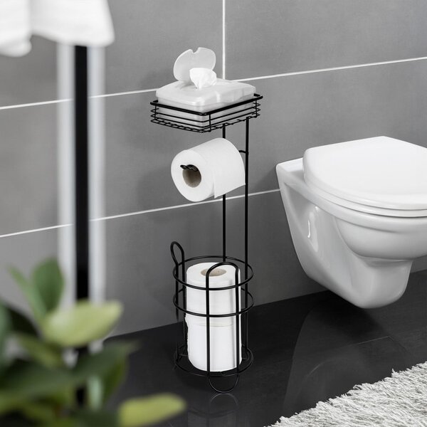 Czarny stalowy stojak na papier toaletowy – Wenko