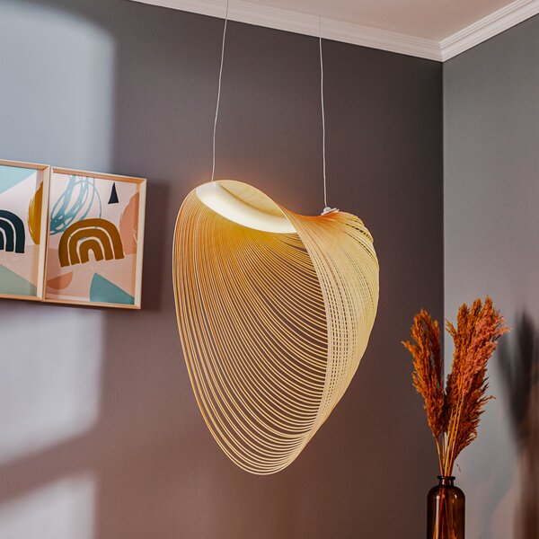 Lampa Wisząca Luceplan, Illan, ściemnialny, drewniany, salon, drewno, design