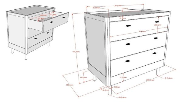 Komoda dziecięca z litego drewna dębowego w naturalnym kolorze 100x95x55 cm Forrest – Vipack