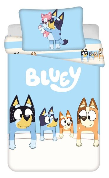 Niebieska bawełniana pościel dziecięca do łóżeczka 100x135 cm Bluey – Jerry Fabrics