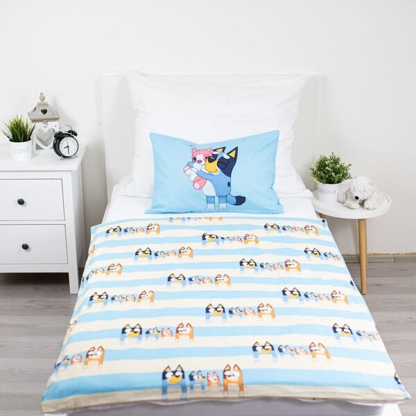 Niebieska bawełniana pościel dziecięca do łóżeczka 100x135 cm Bluey – Jerry Fabrics