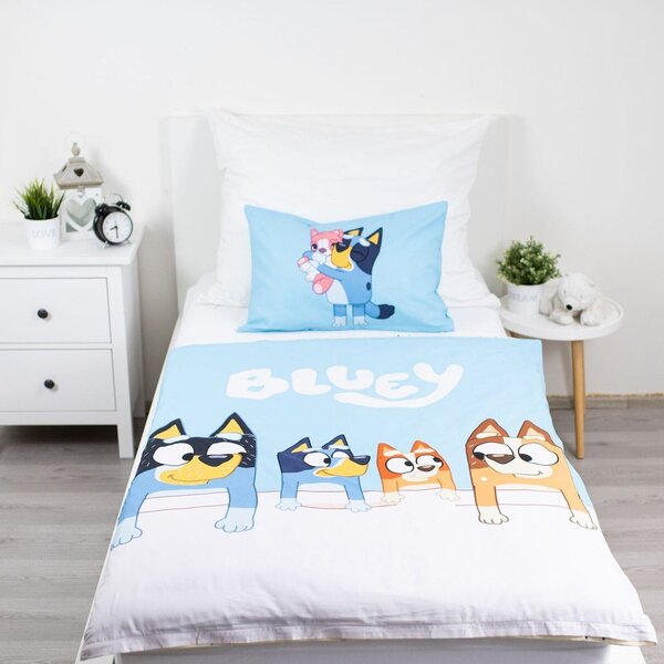 Niebieska bawełniana pościel dziecięca do łóżeczka 100x135 cm Bluey – Jerry Fabrics