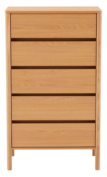 Wysoka komoda Blair z 5 szufladami (CD02) naturalny dąb 70x118 cm