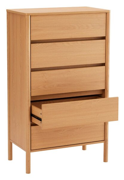 Wysoka komoda Blair z 5 szufladami (CD02) naturalny dąb 70x118 cm