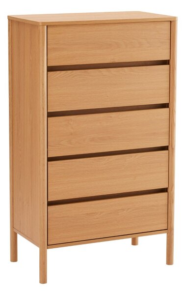 Wysoka komoda Blair z 5 szufladami (CD02) naturalny dąb 70x118 cm