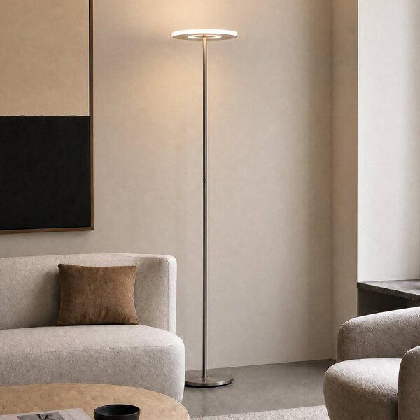 Lampa stojąca LED Raymond Lucande, możliwość ściemniania, aluminiowy / szary / cynkowy, salon / jadalnia, metal, nowoczesny
